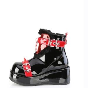 DEMONIA CUBBY-57 ANKLE BOOTS Hearts and Spikes